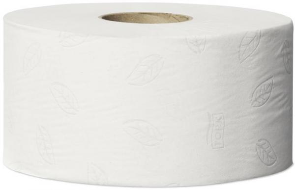 Toaletný papier, T2 systém, 2-vrstvový, priemer: 18,8 cm, Advanced, TORK "Mini Jumbo", bie 1