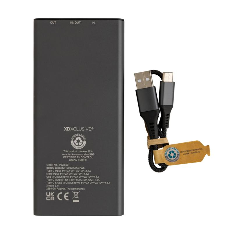 Powerbanka Terra 10 000mAh 18W z RCS rec. hliníka a ABS sivá 5