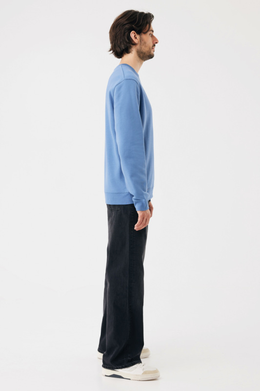 IQONIQ Toria Unisex mikina s okrúhl. výstrihom z rec. bavlny moon blue S 6