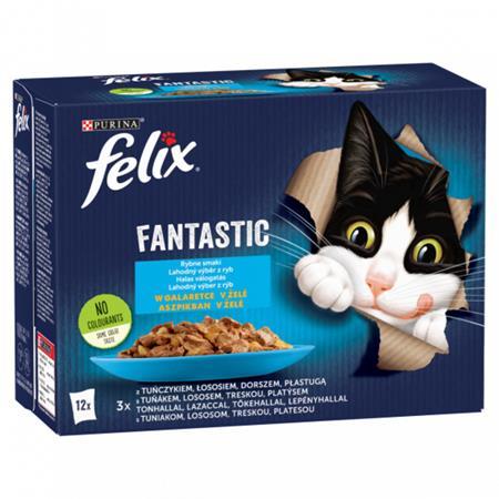 Krmivo pre mačky, 12x85 g, FELIX "Fantastic", rybia zmes 1