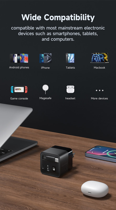 Urban Vitamin Mendocino 65W GaN nabíjačka s nabíjacím káblom čierna 5