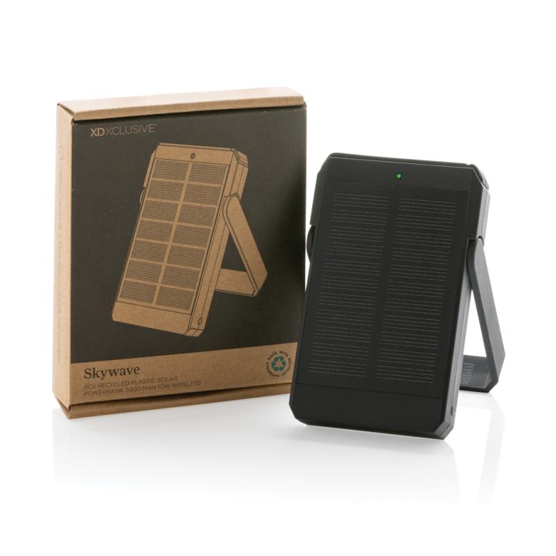 Solárna bezdrôt. powerbanka Skywave 5000mAh 10W z RCS RPET čierna 14