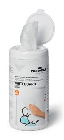 Čistiace utierky na tabule, 100 ks, DURABLE "WHITEBOARD BOX 100" 2