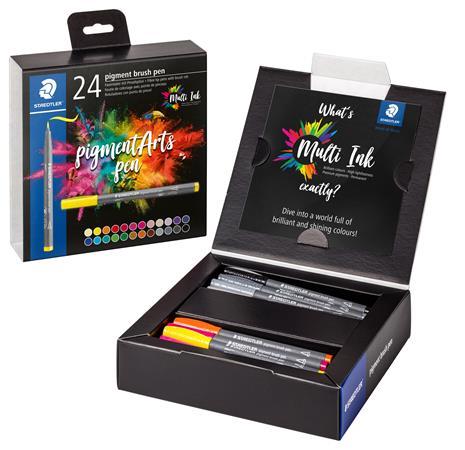 Fixka v tvare štetca, sada, STAEDTLER "Pigment brush 371", 24 rôznych farieb 2