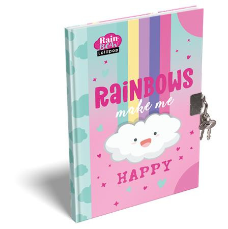 Pamätníček, so zámkom, A5, tvrdá obálka, LIZZYSULI, "Lollipop Rainbow"