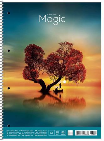 Špirálový zošit, A4+, linajkový, 80 listov, SHKOLYARYK "Colourful magic", mix 1