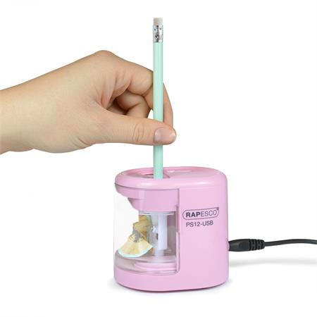Strúhadlo, 2 otvory, stolové, elektrické, USB konektor, RAPESCO"PS12-USB", ružová 2