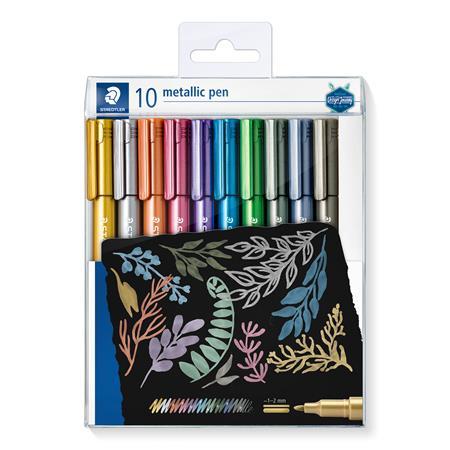 Dekoračný popisovač, sada, 1-2 mm, kužeľový hrot, STAEDTLER "Design Journey Metallic Pen", 1