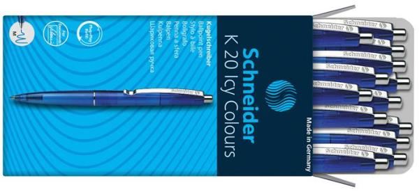Guľôčkové pero, 0,5 mm, stláčací mechanizmus, SCHNEIDER "K20 Icy", modrá 3