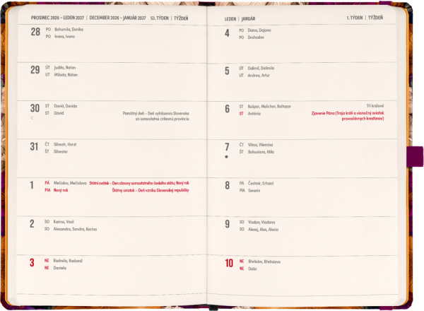 NOTIQUE Planbook diár/notes Vintage kvety 2027, 13 x 21 cm 1