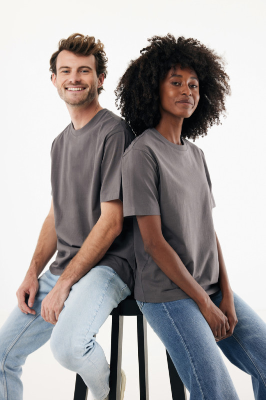 IQONIQ Nikko tričko z hrubej recyklovanej bavlny antracitová M 15