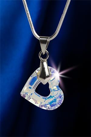 Náhrdelník, v tvare srdca, so SWAROVSKI® bielym krištáľom, 17 mm, ART CRYSTELLA® 1