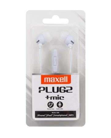 Slúchadlá, s mikrofónom, MAXELL "Plugz", biela 3