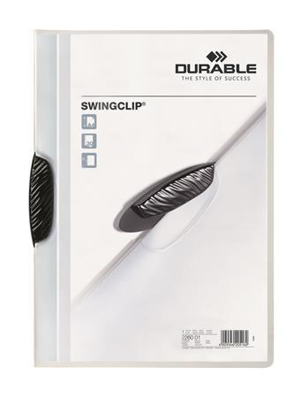 Rýchloviazač, s klipom, A4, DURABLE "Swingclip® 30", čierna
