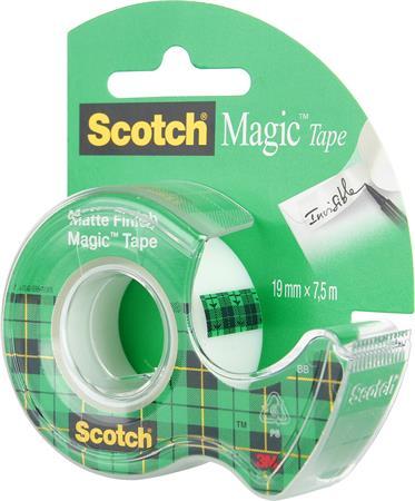 Lepiaca páska, s dispenzorom, 19 mm x 7,5 m, 3M SCOTCH "Magic Tape" 2