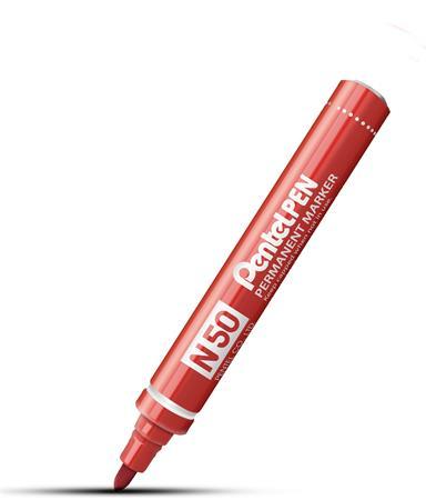 Permanentný popisovač, 2 mm, kužeľový hrot, PENTEL "N50", červená 1