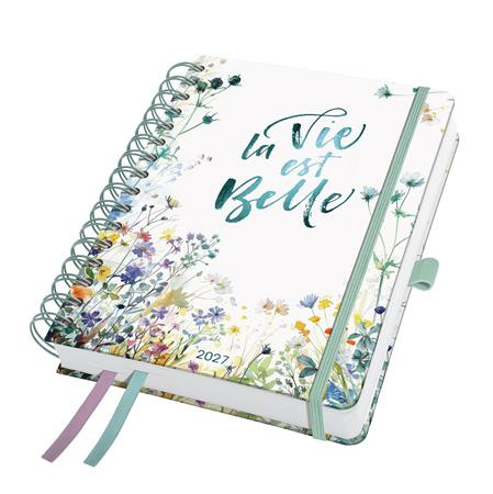 Diár, špirálový, A5, týždenný, 2027, tvrdá obálka, SIGEL "Jolie", Summer Tangle 1