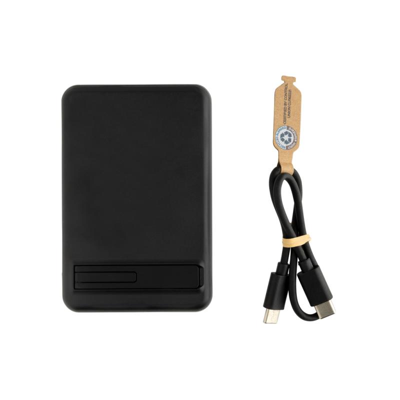 Magnetická powerbanka Zen 5000mAh 5W z RCS plastu a bambusu čierna 2