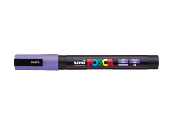 Dekoračný popisovač, 0,9-1,3 mm, UNI "Posca PC-3M", svetlofialová 1