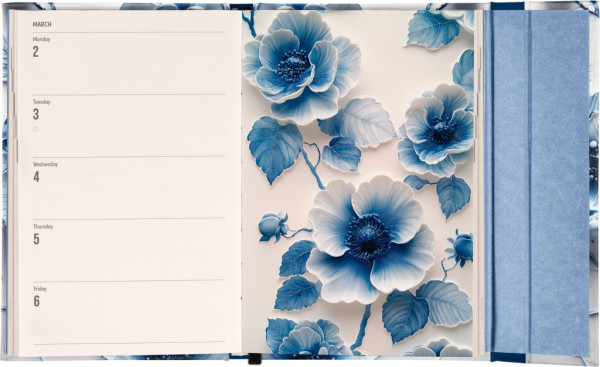 NOTIQUE Týždenný magnetický diár Porcelánový kvet 2026, 11 x 16 cm 4