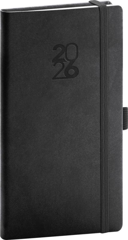 NOTIQUE Vreckový diár Aprint Top 2026, čierny, 9 x 15,5 cm
