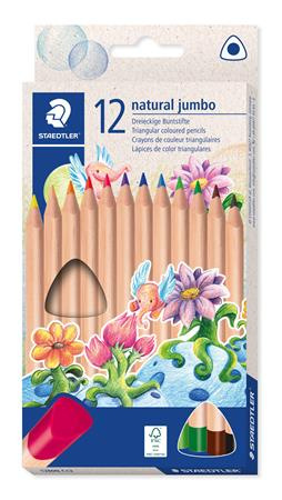 Farebné ceruzky, sada, trojhranné, hrubé, STAEDTLER "Noris® natural jumbo 1280N", 12 farie 1