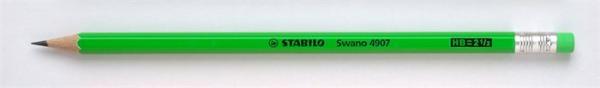 Grafitová ceruzka s gumou, HB, šesťhranná, STABILO "Neon", zelená 1
