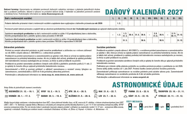 Stolový kalendár Pracovný riadkový 2027 6