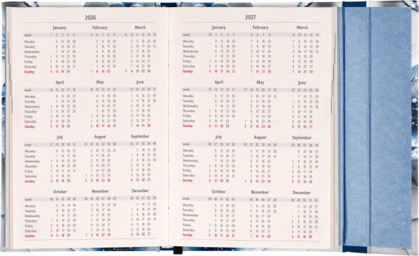 NOTIQUE Týždenný magnetický diár Porcelánový kvet 2026, 11 x 16 cm 2