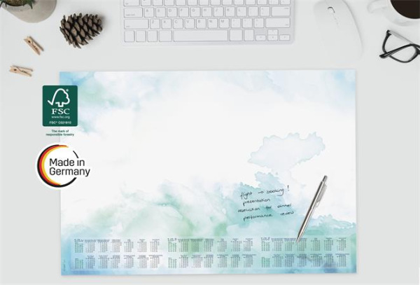 Podložka na stôl, 595x410 mm, trojročné a týždenné kalendárium, SIGEL "Watercolor Sea" 5