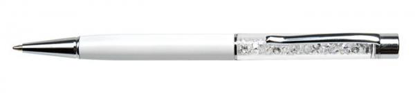 Guľôčkové pero, s bielym krištáľom SWAROVSKI®, 14 cm, ART CRYSTELLA, krémovo biela 2