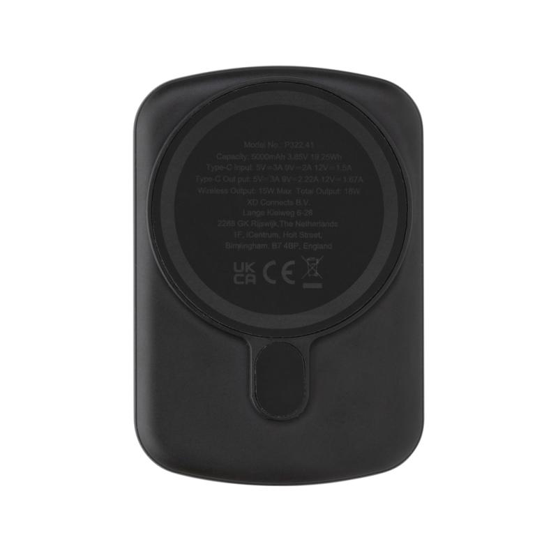 Magnetická powerbanka 5000mAh MagBoost z RCS recykl. plastu čierna 4