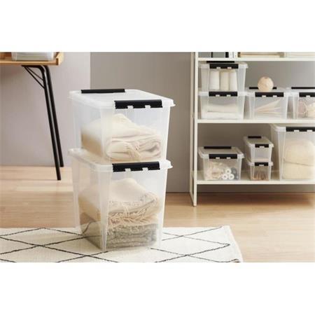 Úložný box, plastový, 61 litrov, čierne úchytky, SMARTSTORE "Classic 65", priehľadná 2
