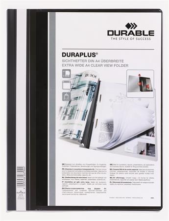 Rýchloviazač, A4, široký, priehľadné vrecko, DURABLE "DURAPLUS®", čierna