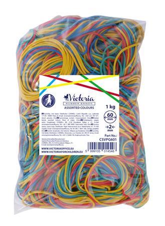 Gumičky, 60x2 mm, VICTORIA, 1 kg, mix farieb