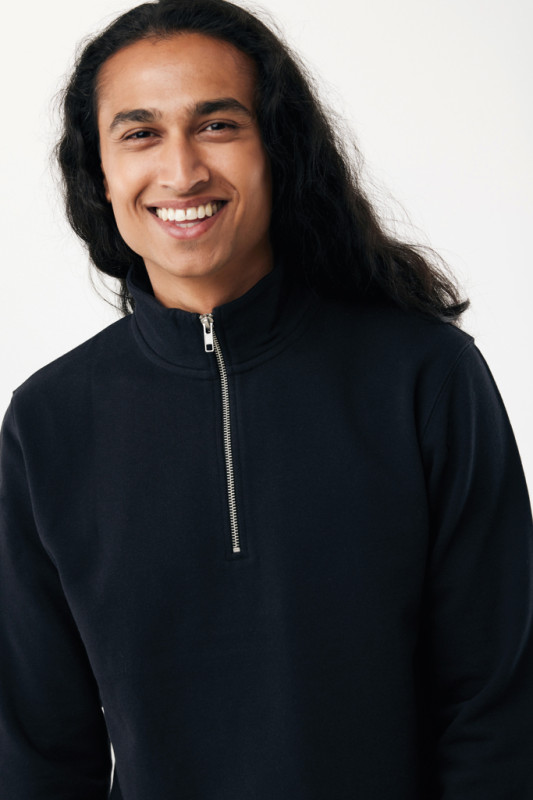 IQONIQ Elgon sveter s krátkym zipsom z recyklovanej bavlny čierna S 8