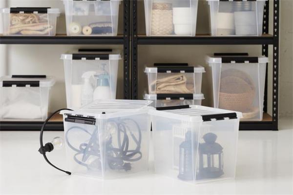 Úložný box, plastový, 32  l, čierne úchytky, SMARTSTORE "Classic 31",  priehľadný 2