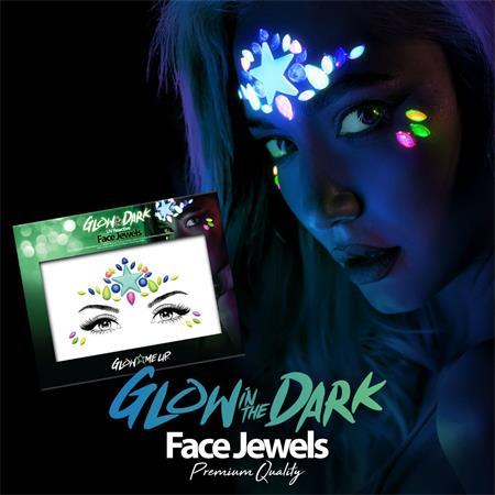 . Šperky na tvár, sada, samolepiace, fluoreskujúce pod UV svetlom, „"Glow in the dark", neón 3