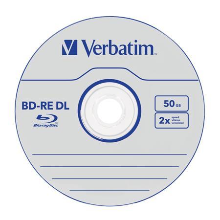 BD-RE BluRay disk, dvojvrstvový, prepisovateľný, 50GB, 2x, 1 ks, klasický obal, VERBATIM 2