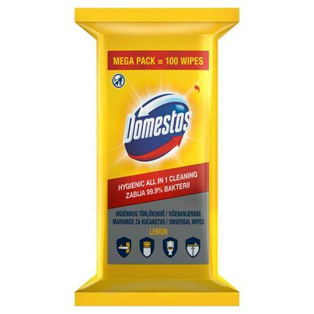 Vlhčené obrúsky, 100 ks, DOMESTOS „XXL citrón“
