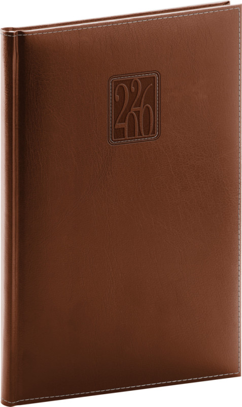 NOTIQUE Týždenný diár Panama 2026, hnedý, 15 x 21 cm