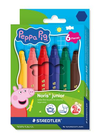 Fixky, sada, 2,5 mm, vyprateľné, jumbo, STAEDTLER „Noris® junior 329”, Peppa Pig, 6 farieb 1