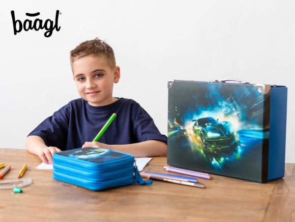 BAAGL Skladací školský kufrík Závodné auto s kovaním 4