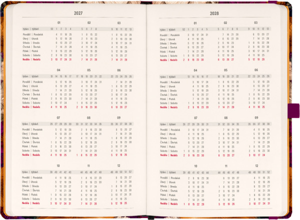 NOTIQUE Planbook diár/notes Vintage kvety 2027, 13 x 21 cm 2