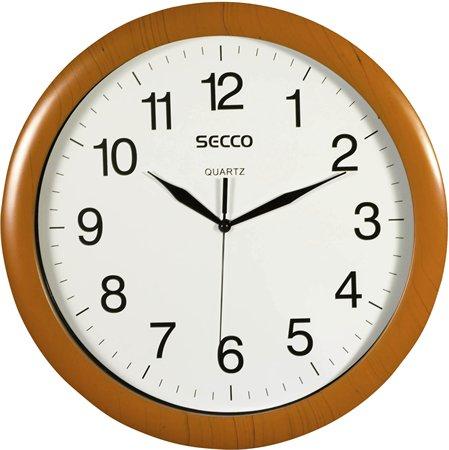 Nástenné hodiny, 33 cm,  SECCO "Sweep Second", rám s dreveným efektom 1