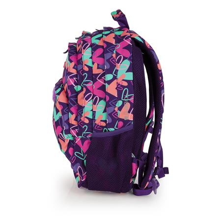 Školská taška, so zipsom, GABOL "Kokoro", fialová, so srdiečkami 2