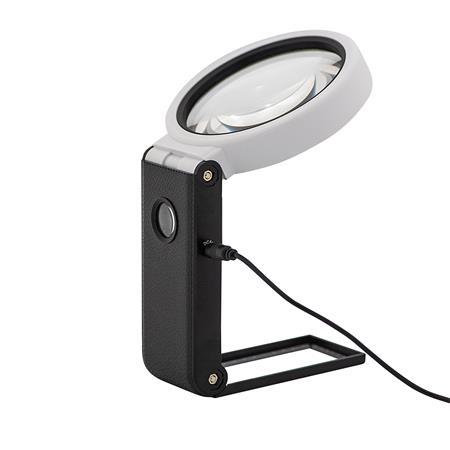 Lupa, 90 mm, so sklopným stojanom, LED svetlo, WEDO, čierna/biela 2