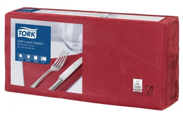 Servítky, 1/4 ohyb, 3-vrstvové, 32,5x32,8 cm, Advanced, TORK "Soft Lunch", bordová 1
