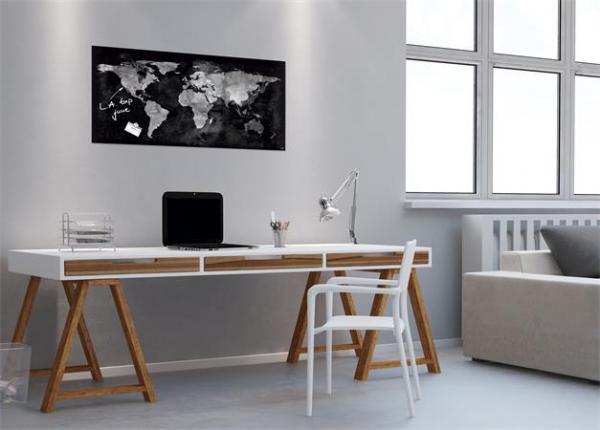 Magnetická sklenená tabuľa, Mapa sveta, 46x91 cm, SIGEL "Artverum® ", čierna 2