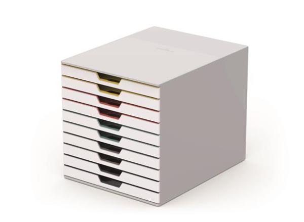 DURABLE Zásuvkový box, plastový, 10 zásuviek, DURBALE "VARICOLOR® 10", biela